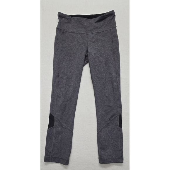Lululemon Pace Rival Crop Womens Gray Leggings Athletic Pants Size 4 Pockets - Picture 1 of 10